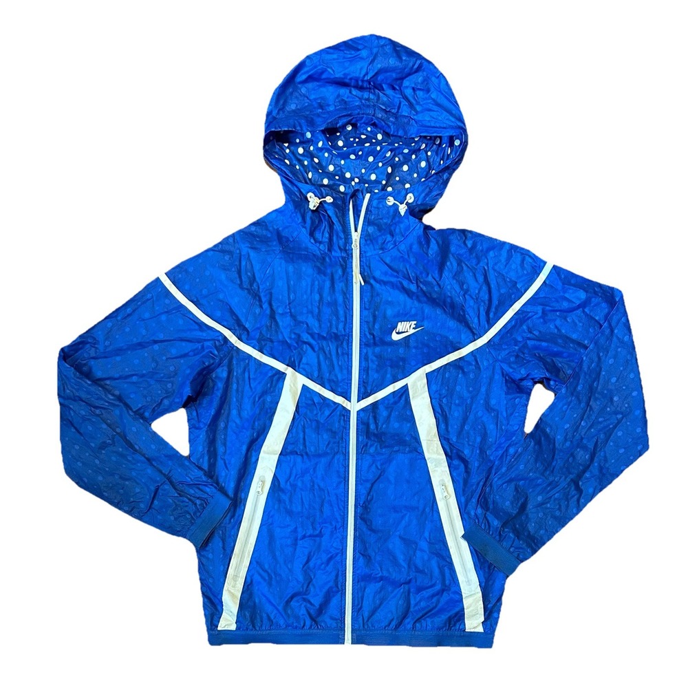 Nike Tech Hyperfuse Windrunner Jacket Sz Med Blue/White Polka Dot Vintage 642966